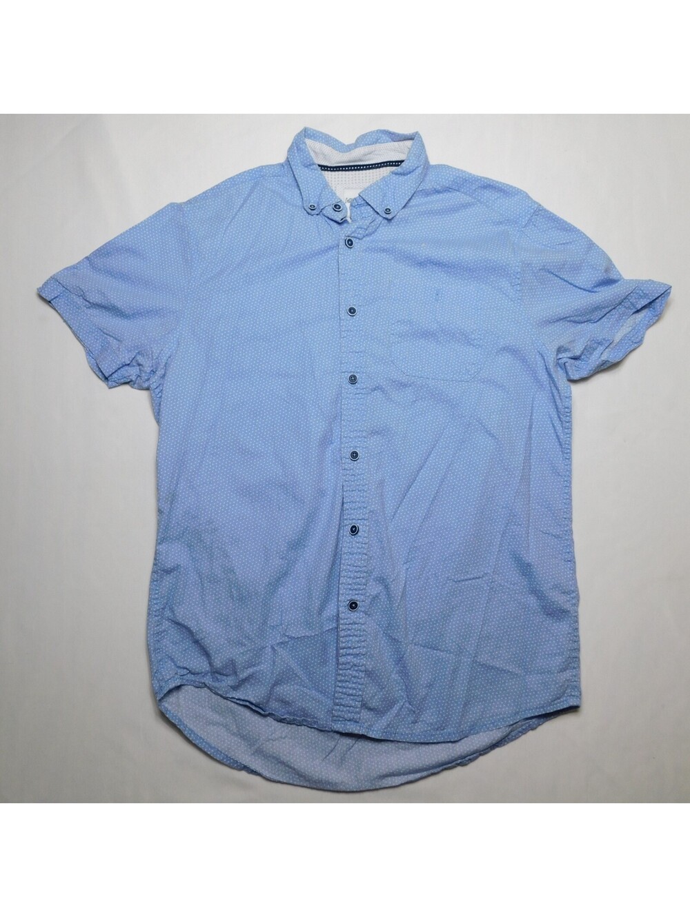 International Report Men's Medium Blue White Geometric Print Shirt SS